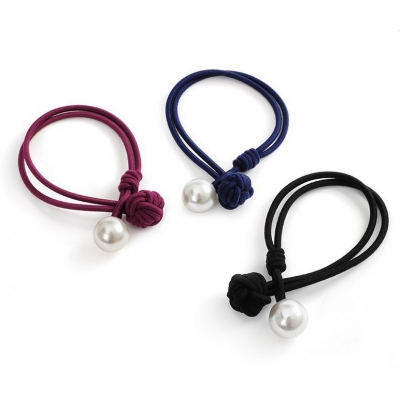 Women simple high elastic pearl and rose hair bands